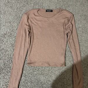 Le Lis Ribbed Long Sleeve Top - Tan